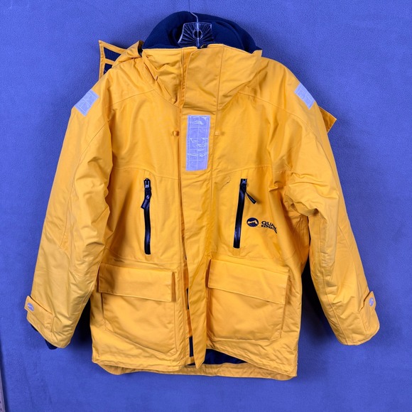 Quark Expeditions Other - Quark Expeditions Parka Jacket Mens Small Yellow Hooded Fleece Lined Heavyweight